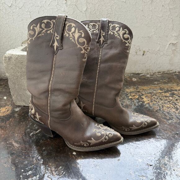 Durango Crush Western Boots Embroidered Cowboy Boots Chocolate Scroll Womens 7 - Picture 3 of 8